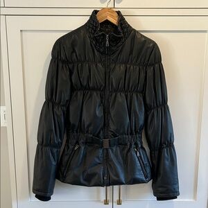Danier Leather Puffer Jacket Belted Quilted Details Warm Down Lined Coat XS